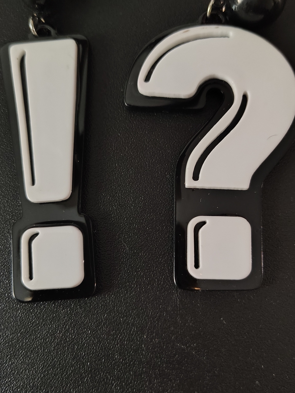 Black & White Exclamation and Question Mark Earrings Post Back